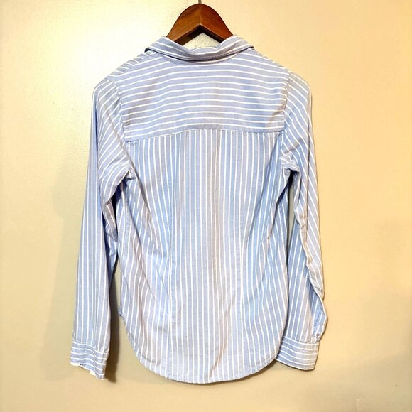Y2K Abercrombie & Finch Classic Blue White Stripe Button Up Fitted Small - Picture 5 of 8